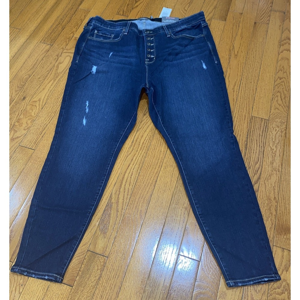 Torrid Premium Stretch Sky High Skinny Button Blue Jeans Size 22R‎